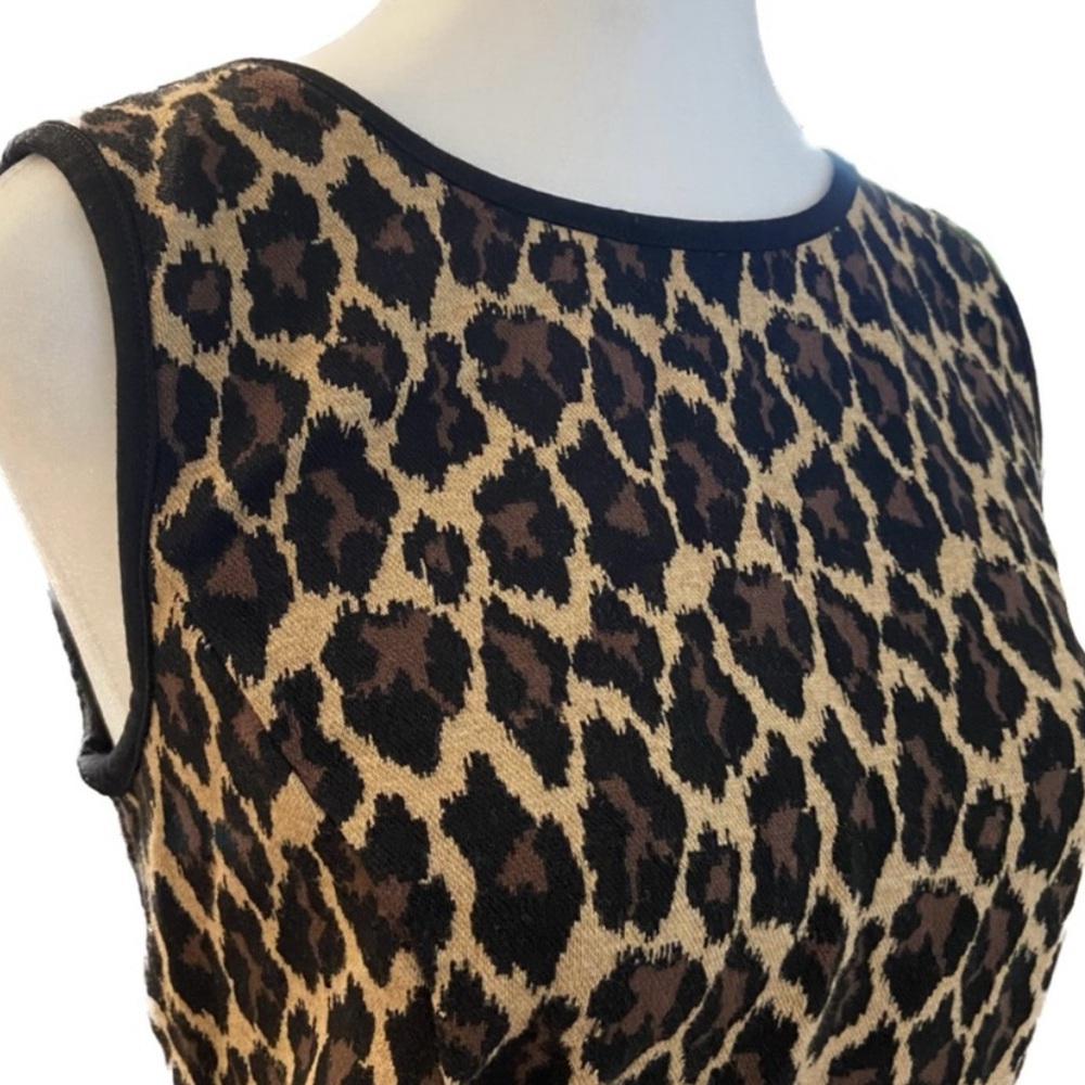 Talbots Leopard Print Sleeveless Jacquard Mini Dress Black Brown Tan LIKE NEW - Picture 7 of 7